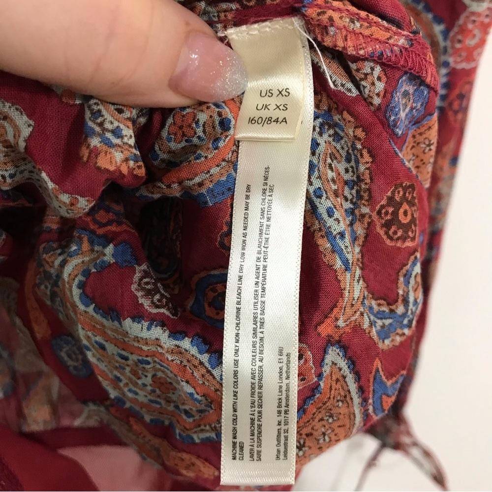 Free People Red Paisley Sundown Off the Shoulder Bodysuit - Picture 8 of 8